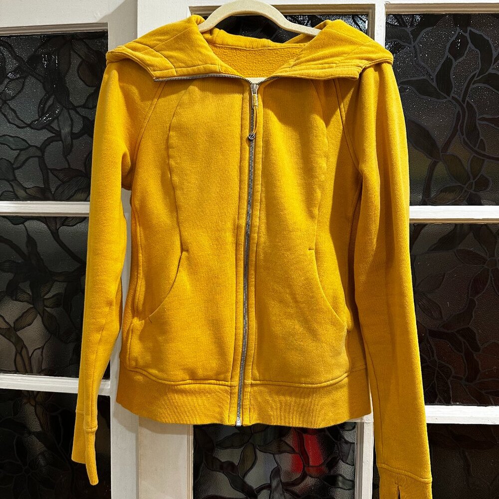 Yellow Lululemon Scuba Hoodie Honey Lemon Cotton Fleece Size 8